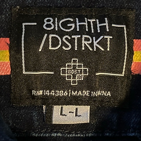 8ighth dstrkt denim button up distressed embroidered jean jacket - Picture 11 of 14